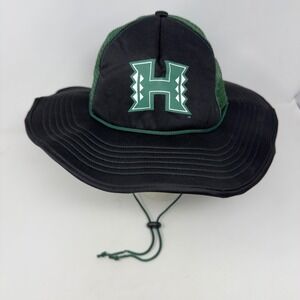 Cowbucker Hawaii Rainbow Warriors Mens Sun Hat Black Green Mesh Snapback Bucker